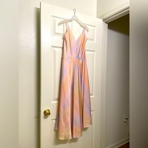 Vince rainbow color adjustable slip midi dress size small